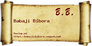 Babaji Bíbora névjegykártya